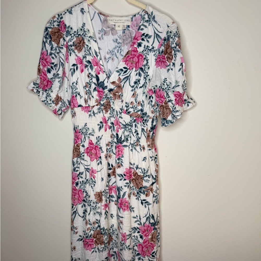 Saltwater LUXE Pink and Blue Floral Fabric
